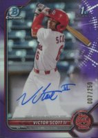 2022 Bowman Draft Chrome Draft Pick Autographs #CDAVS Victor Scott II Purple Refractor Baseball Card