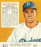 1953 Red Man Tobacco #10 Pee Wee Reese Baseball Card