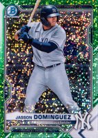 2021 Bowman Draft #BDC77 Jasson Dominguez Chrome-Green Sparkle Refractor Baseball Card