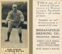 1916 Indianapolis Brewing #2 Sam Agnew Baseball Card