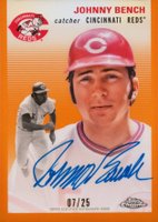 2023 Topps Chrome Platinum Anniversary Autographs #JB Johnny Bench Orange Refractor Baseball Card