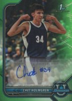2021 Bowman University Chrome Prospect Autographs #CH Chet Holmgren Green Refractor Basketball Card