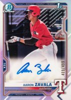 2021 Bowman Draft Chrome Draft Pick Autographs #CDAAZ Aaron Zavala Refractor Baseball Card