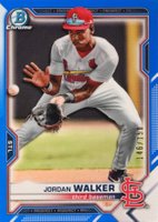 2021 Bowman Chrome Prospects #BCP236 Jordan Walker Blue Refractor Baseball Card