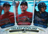2018 Bowman Talent Pipeline Chrome #ATL Kyle Wright/Mike Soroka/Ronald Acuna Baseball Card