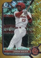 2022 Bowman Chrome Prospects #BCP221 Jordan Walker Gold Shimmer Refractor Baseball Card