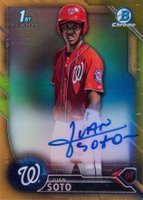 2016 Bowman Chrome Prospects Autographs #JS Juan Soto Gold Refractor Baseball Card