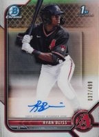 2022 Bowman Chrome Prospect Autographs #CPARB Ryan Bliss Refractor Baseball Card