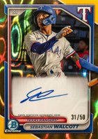 2024 Bowman Chrome Prospect Autographs #CPASW Sebastian Walcott Hta Gold Lava Refractor Baseball Card