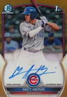 2023 Bowman Chrome Prospect Autographs #CPAMM Matt Mervis Gold Refractor Baseball Card