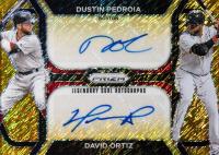 2024 Panini Prizm Legendary Dual Autographs #LDABOS David Ortiz/Dustin Pedroia Gold Shimmer Fotl Baseball Card