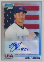 2010 Bowman Chrome USA 18 & Under Autograph #USAA14 Matt Olson Refractor Baseball Card