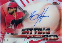 2018 Finest Sitting Red Autographs #BH Bryce Harper Red Refractor Baseball Card