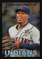 2016 Topps Heritage #482 Francisco Lindor Smiling-Chrome-Black Refractor Baseball Card