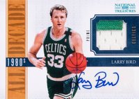 2019 Playoff National Treasures All Decade #10 Larry Bird Material-Prime-Signatures Basketball Card