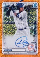 2020 Bowman Chrome Prospect Autographs #CPAEP Everson Pereira Orange Shimmer Baseball Card