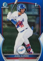 2023 Bowman Chrome Prospects #BCP137 Juan Alonso Blue Refractor Baseball Card