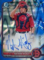 2022 Bowman Chrome Prospect Autographs #CPANH Nathan Hickey Blue Raywave Refractor Baseball Card