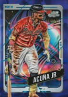 2024 Topps Chrome Cosmic #96 Ronald Acuna Jr. Purple Nebula Refractor Baseball Card