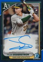 2024 Bowman Chrome Rookie Autographs #CRATS Tyler Soderstrom Blue Refractor Baseball Card