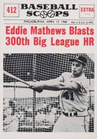 1961 Nu-Card Baseball Scoops #412 Eddie Mathews Blasts 300th Big League HR Baseball Card
