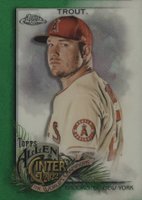 2022 Topps Allen & Ginter Chrome #35 Mike Trout Green Refractor Baseball Card