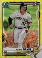 2021 Bowman Draft #BDC48 Henry Davis Chrome-Yellow Lava Refractor Baseball Card