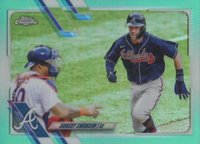 2021 Topps Chrome #7 Dansby Swanson Aqua Refractor Baseball Card