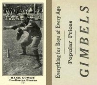 1916 Gimbels #70 Hank Gowdy Baseball Card
