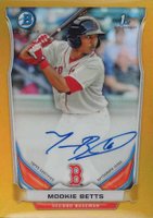 2014 Bowman Prospect Autograph #MB Mookie Betts Chrome-Gold Refractor Baseball Card