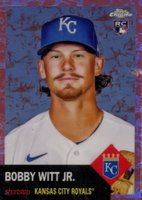 2022 Topps Chrome Platinum Anniversary #61 Bobby Witt Jr. Platinum Toile Cream/Rose Gold Refractor Baseball Card