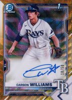 2021 Bowman Draft Chrome Draft Pick Autographs #CDACW Carson Williams Gold Wave Refractor Baseball Card