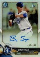 2018 Bowman Draft Chrome Draft Picks Autographs #CDABS Brady Singer Refractor Baseball Card