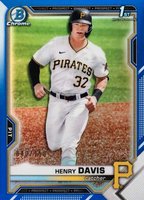 2021 Bowman Draft #BDC48 Henry Davis Chrome-Blue Refractor Baseball Card