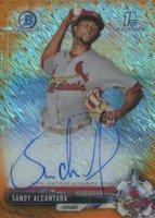 2017 Bowman Prospects Autographs #SA Sandy Alcantara Chrome-Orange Shimmer Baseball Card