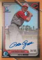 2024 Bowman Chrome Retrofractor Autographs #BRAPR Pete Rose Gold Refractor Baseball Card