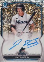 2023 Bowman Chrome Prospect Autographs #CPAJB Jacob Berry Speckle Refractor Baseball Card