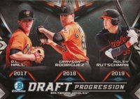 2019 Bowman Draft Chrome Draft Progression #BAL Adley Rutschman/D.L. Hall/Grayson Rodriguez Baseball Card