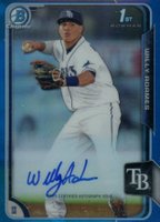 2015 Bowman Chrome Autograph Prospect #WA Willy Adames Blue Refractor Baseball Card