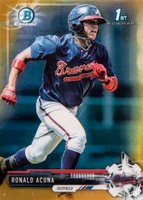 2017 Bowman Chrome Mini #BCP127 Ronald Acuna Bowman Prospects-Gold Refractor Baseball Card