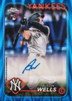 2024 Topps Chrome Update Chrome Baseball Update Series Autographs #ACAWE Austin Wells Blue Raywave Baseball Card
