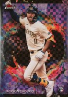 2024 Topps Finest #275 Jackson Chourio Purple Checkerboard Refractor Baseball Card