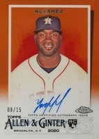 2020 Topps Allen & Ginter Chrome Autographs #ACGYA Yordan Alvarez Orange Refractor Baseball Card