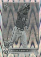 2022 Topps Chrome Sonic #25 Adolis Garcia Black & White Raywave Refractor Baseball Card