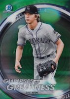 2020 Bowman Draft Glimpses of Greatness #GOGZV Zac Veen Green Refractor Baseball Card