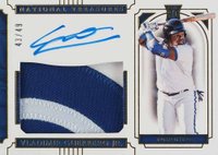 2019 Panini National Treasures #29 Vladimir Guerrero Jr. Material Signatures-Gold Baseball Card