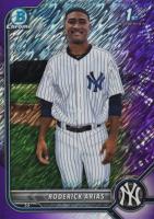 2022 Bowman Chrome Prospects #BCP153 Roderick Arias Purple Shimmer Refractor Baseball Card