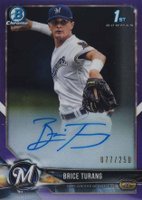 2018 Bowman Draft Chrome Draft Picks Autographs #CDABT Brice Turang Purple Refractor Baseball Card