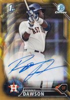 2016 Bowman Draft Chrome Draft Picks Autographs #CDARD Ronnie Dawson Gold Wave Refractor Baseball Card