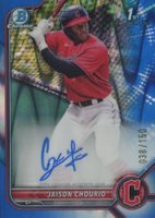 2022 Bowman Chrome Prospect Autographs #CPAJCO Jaison Chourio Blue Raywave Refractor Baseball Card
